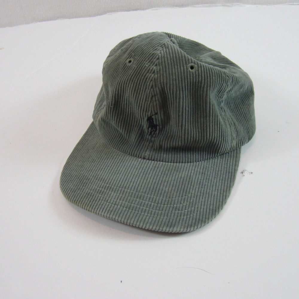 vintage ralph lauren polo corduroy hat leather adjustable strap green - Picture 1 of 7